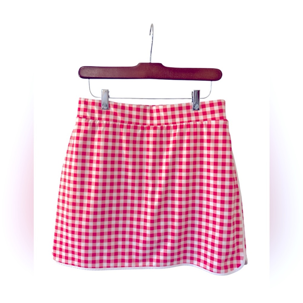 J. Crew Pink and White Gingham Mini Skirt